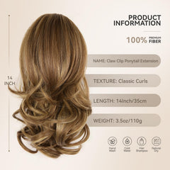ZQIAN BEAUTY soft wavy pony extension side view showcases natural-looking fullness.