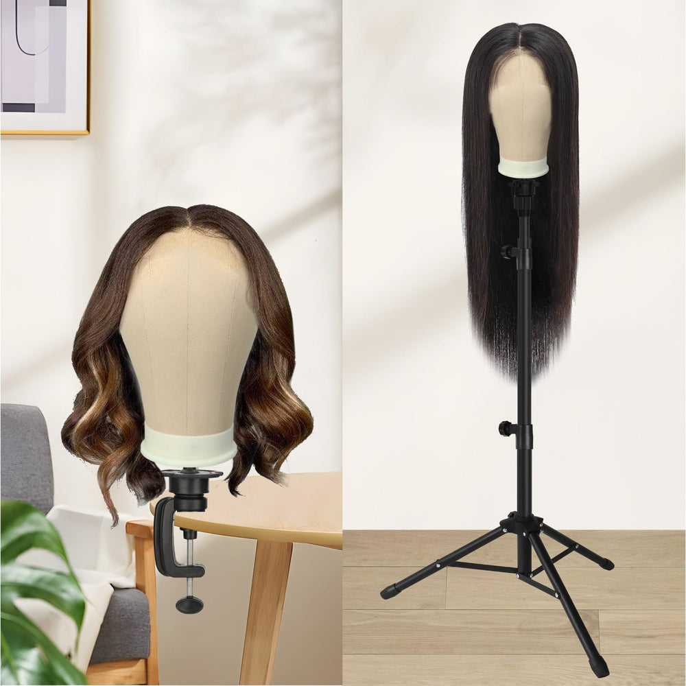 ZQIAN BEAUTY wig head display with studio use for hats and headphones.