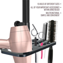 ZQIAN BEAUTY wig stand tool tray keeps scissors and combs within easy reach for organized work.