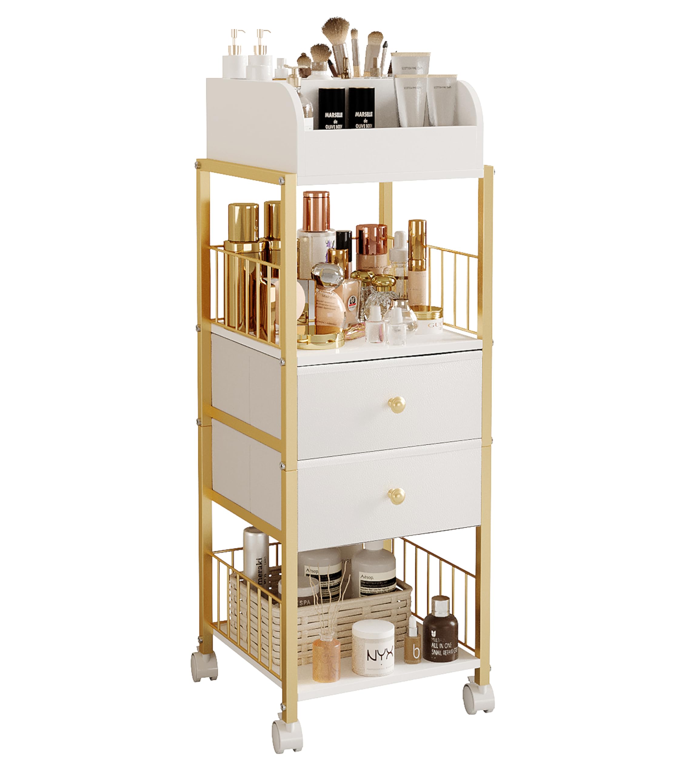 ZQUYAJ makeup organizer cart open drawer for quick access to cosmetics and skincare tools