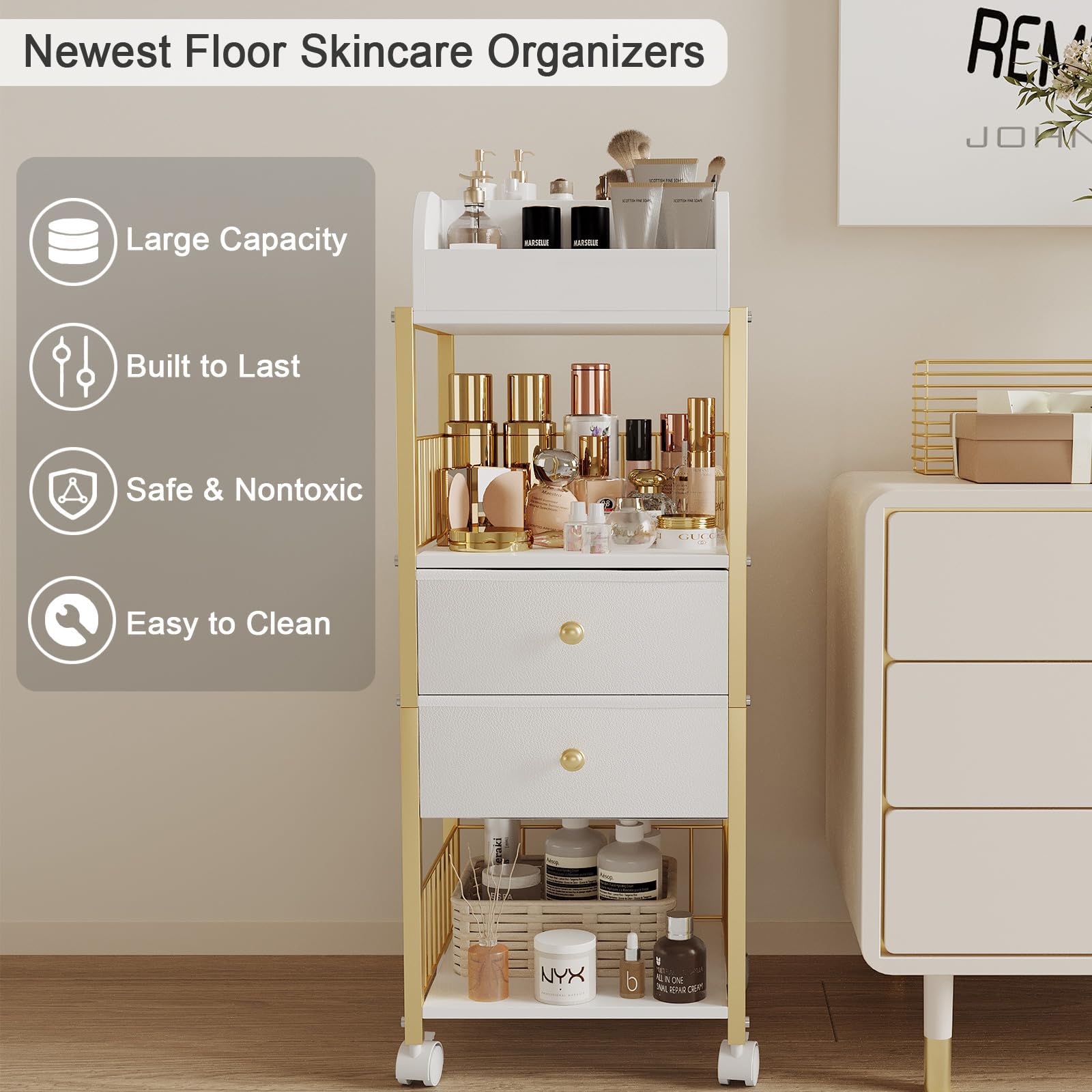 ZQUYAJ makeup organizer cart sturdy construction for daily use