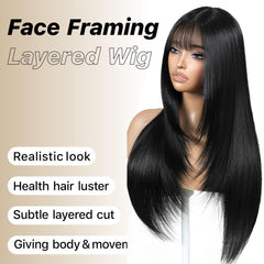 ZRLK long layered wig close-up in black ideal for versatile daily styling.