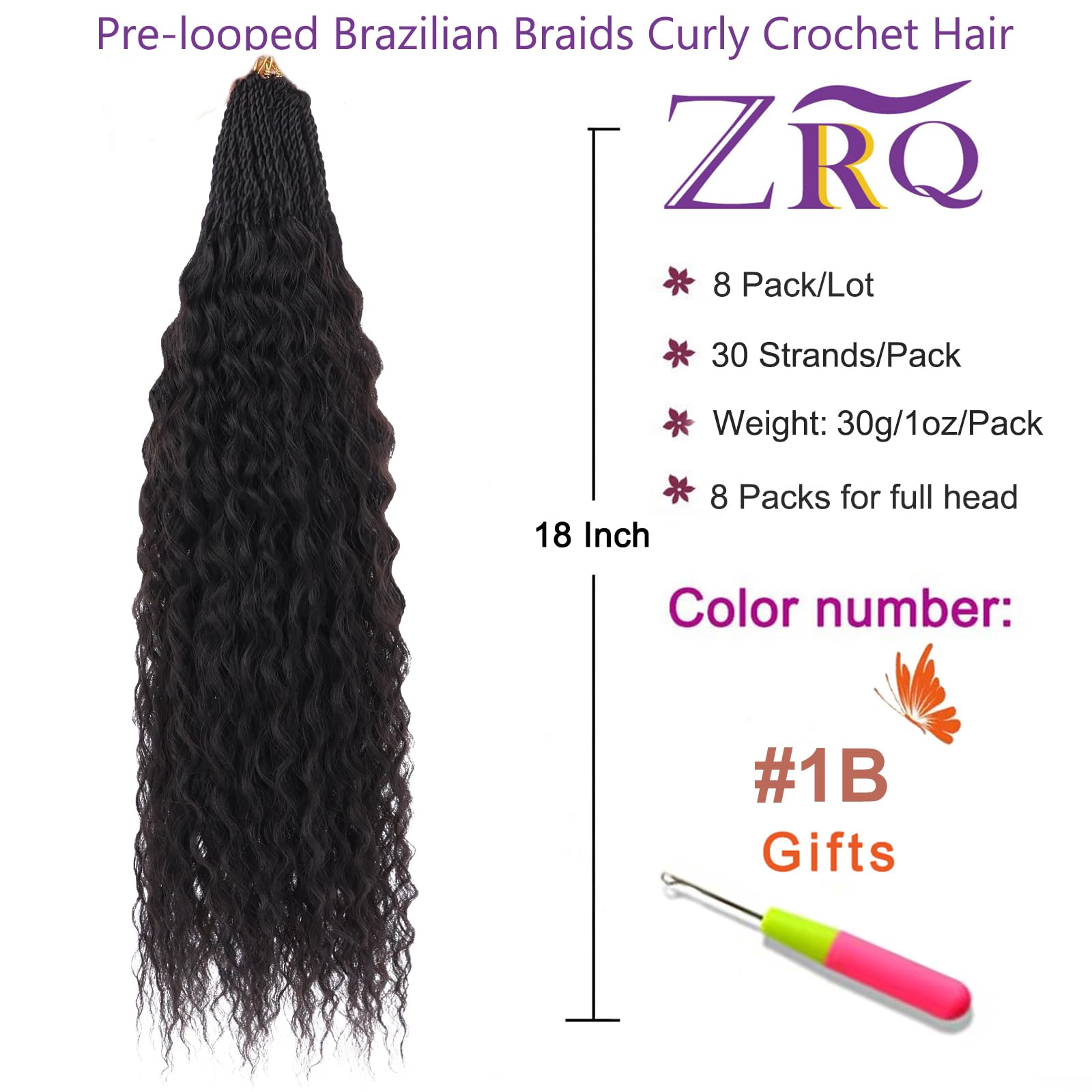 ZRQ high-quality temperature synthetic fiber crochet hair for reuse.