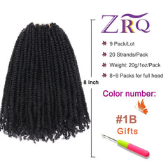 ZRQ pre-twisted micro twist crochet hair showing quick styling and natural texture.