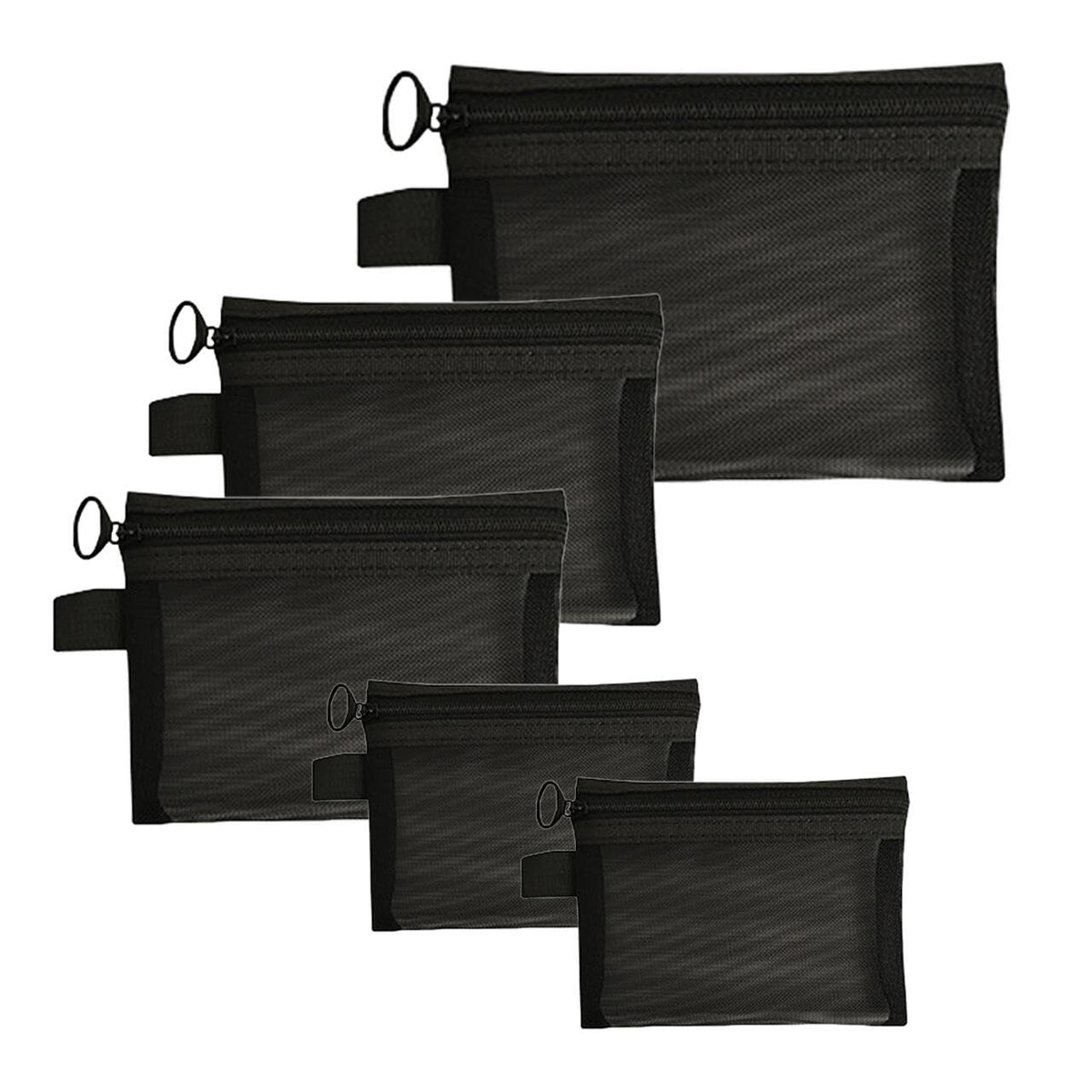 ZSlactp small mesh pouch 9-2x7 keeps cosmetics neatly organized for travel.