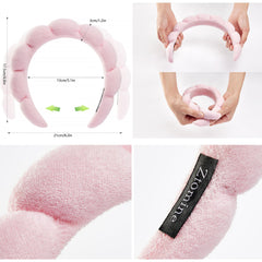 Ztomine spa headbands in pink and orange keep hair away during facial cleansing