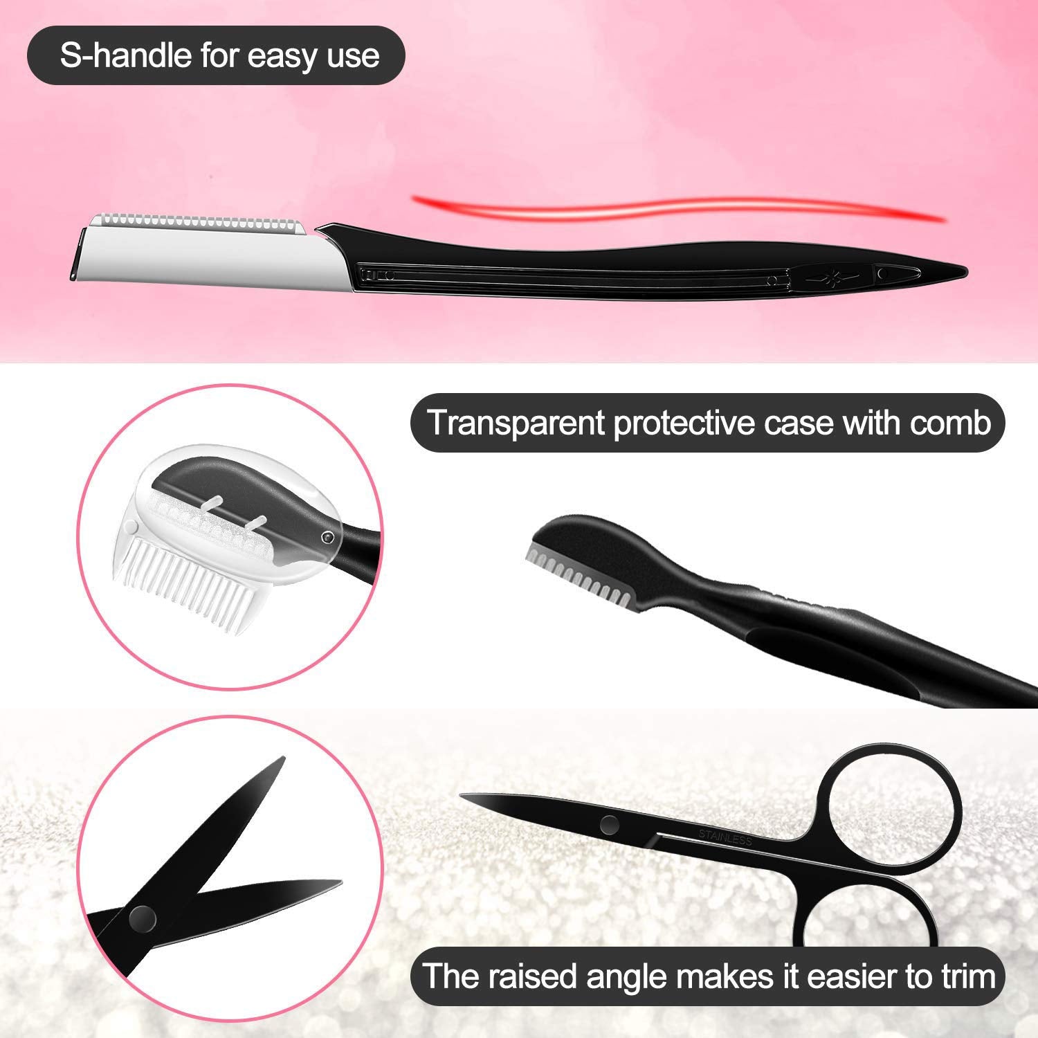 ZTRHYOO curved eyebrow scissors for close, safe trimming.