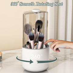 Zufudo makeup brush organizer with 360 rotating slots for easy brush access