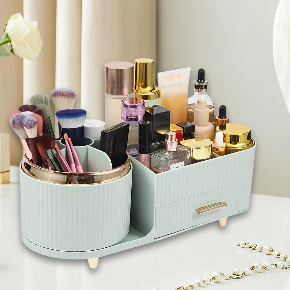 Zufudo model-3016-green left brush section keeps makeup tools organized