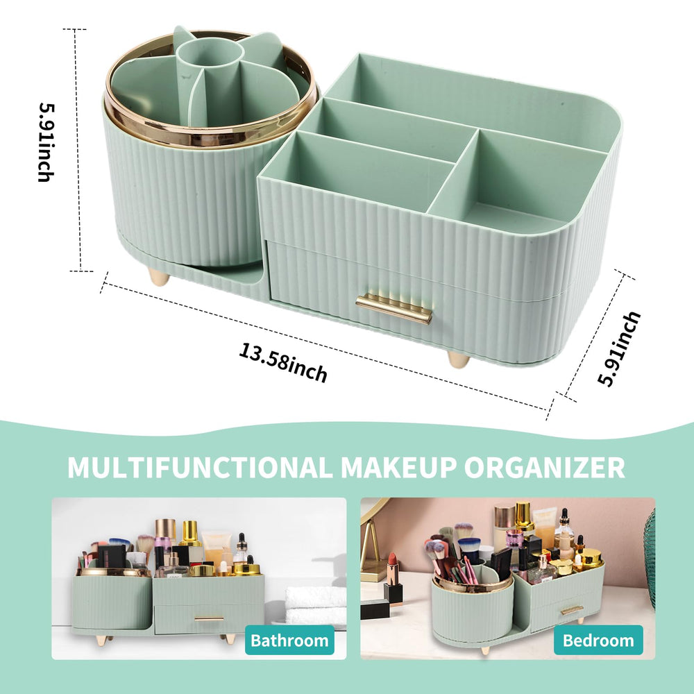 Zufudo model-3016-green right skincare area fits lotions, serums, and palettes