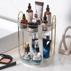 Zufudo rotating makeup organizer top view with 360° spin for quick access to cosmetics