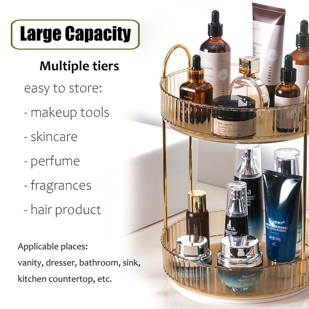 Zufudo rotating makeup organizer amber gold close-up metal connectors demonstrate sturdy durability