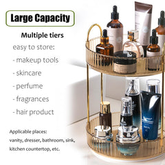 Zufudo rotating makeup organizer amber gold close-up metal connectors demonstrate sturdy durability
