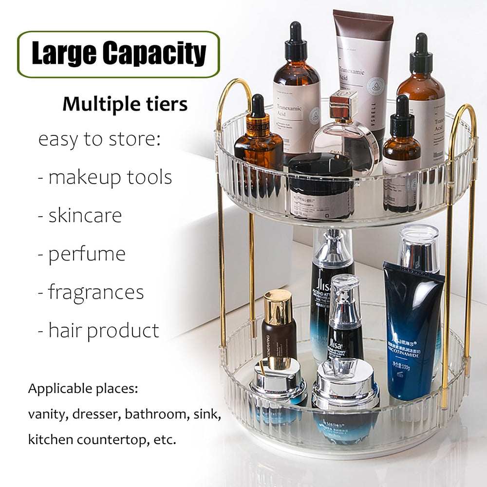 Zufudo rotating makeup organizer bathroom-clean design resists dampness and cleans easily