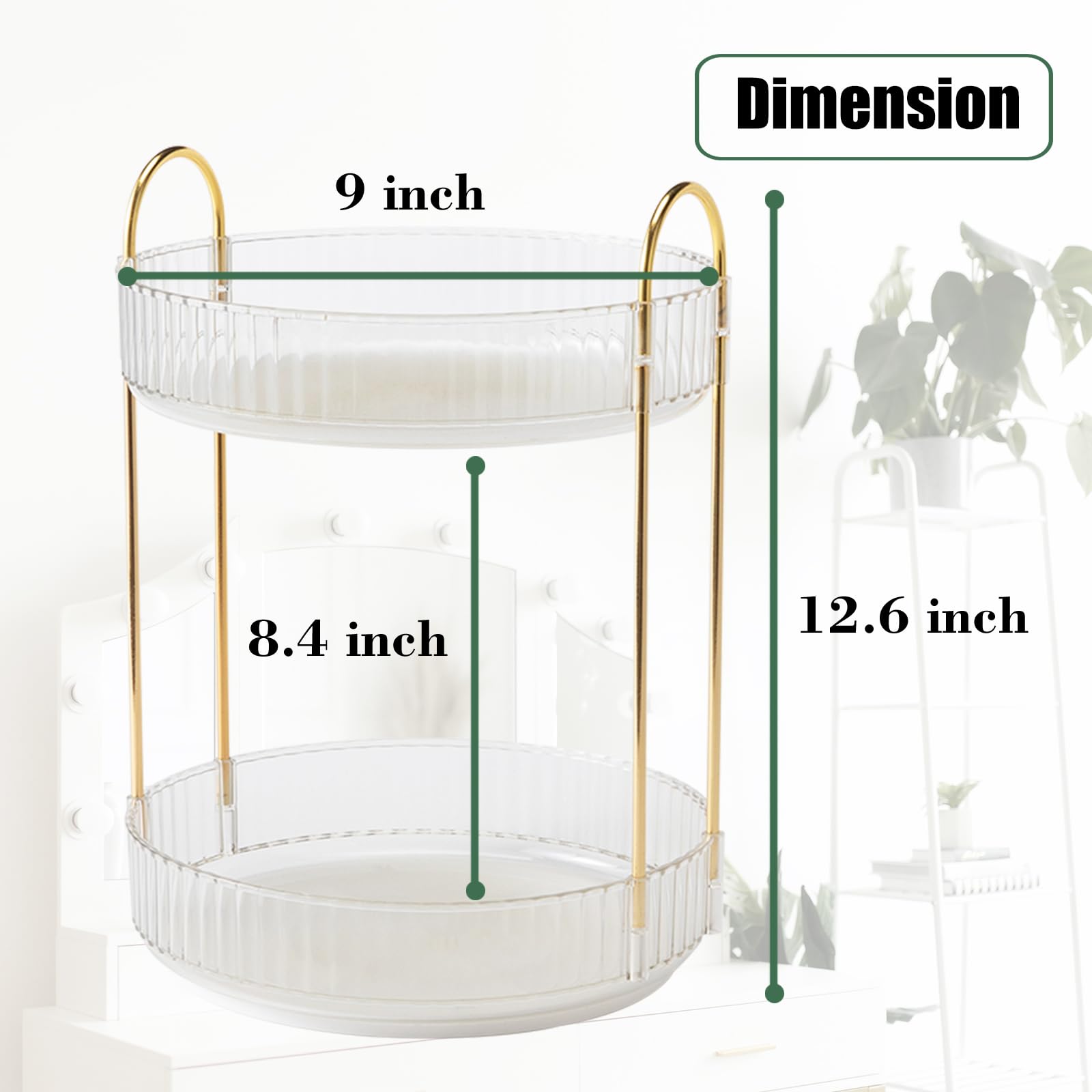 Zufudo rotating makeup organizer two-tier storage ideal for makeup skincare and perfumes