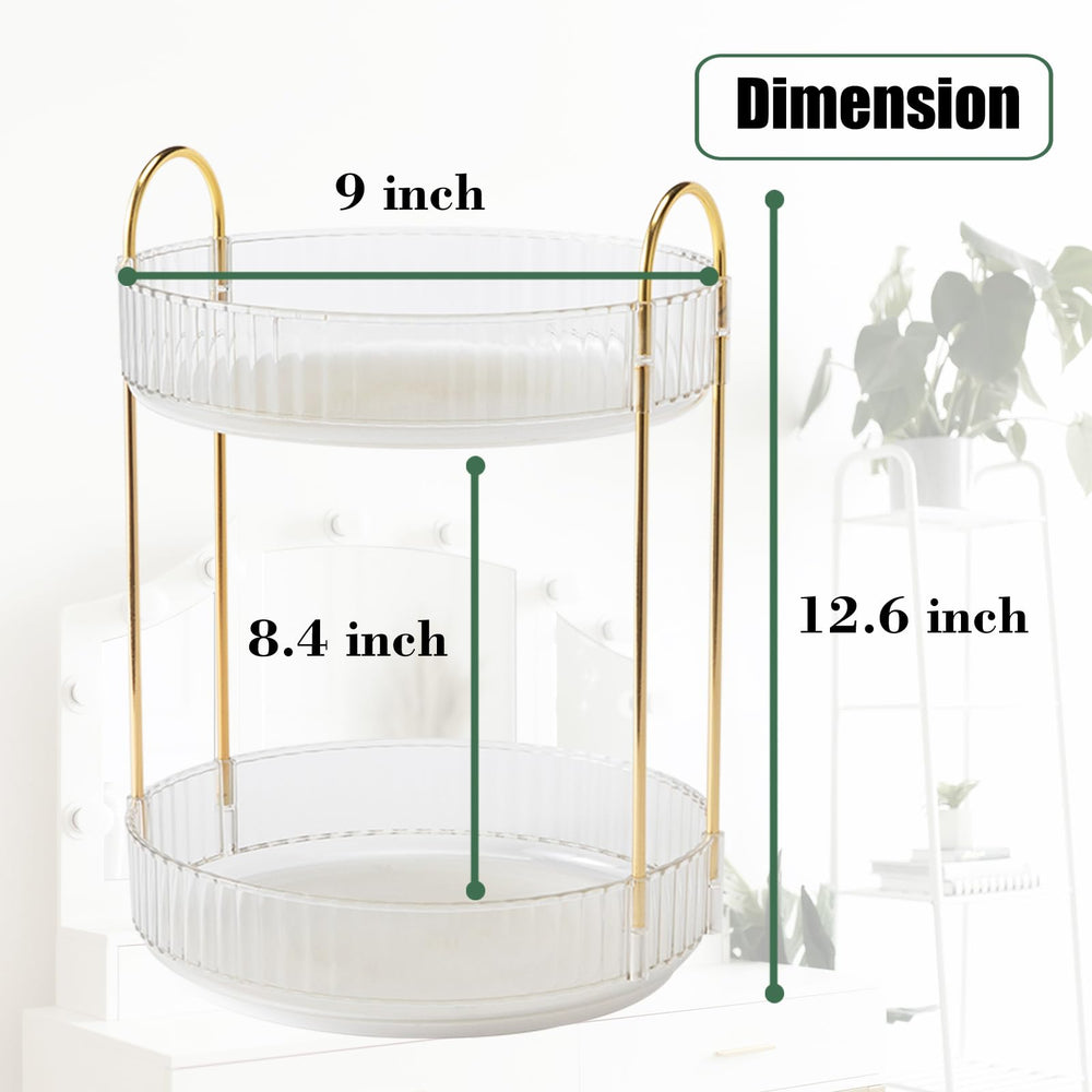 Zufudo rotating makeup organizer two-tier storage ideal for makeup skincare and perfumes