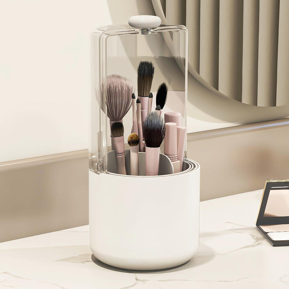 Zufudo white makeup storage on bathroom sink enhances countertop organization