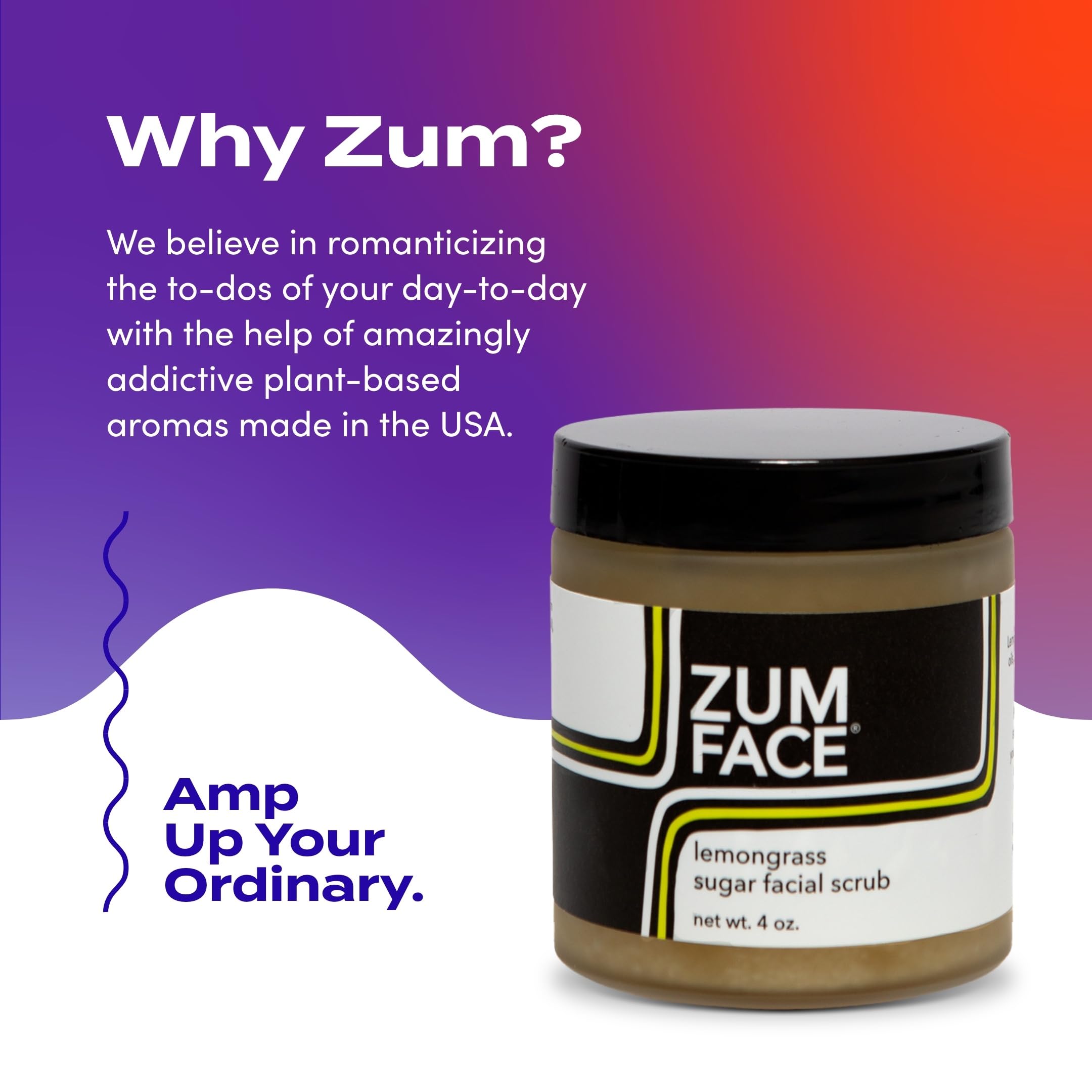Zum Face Sugar Scrub tub open reveals creamy scrub and aroma