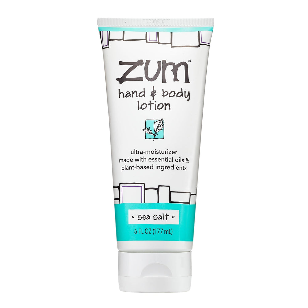 Zum Sea Salt lotion bottle close-up showing hydrating formula for daily use