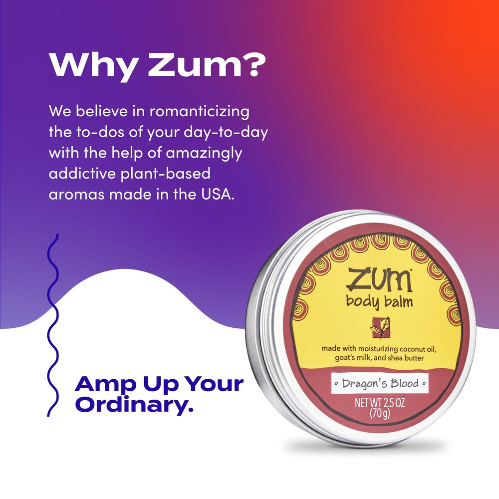 Zum Indigo Wild Body Balm on bathroom shelf suggests everyday moisturizing routine.