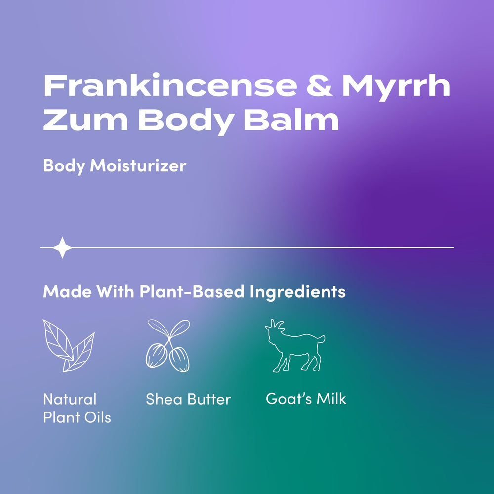 Zum Indigo Wild Body Balm label closeup with goat milk and shea butter