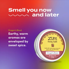 Zum Indigo Wild Body Balm shea butter detail emphasizes velvety softness.