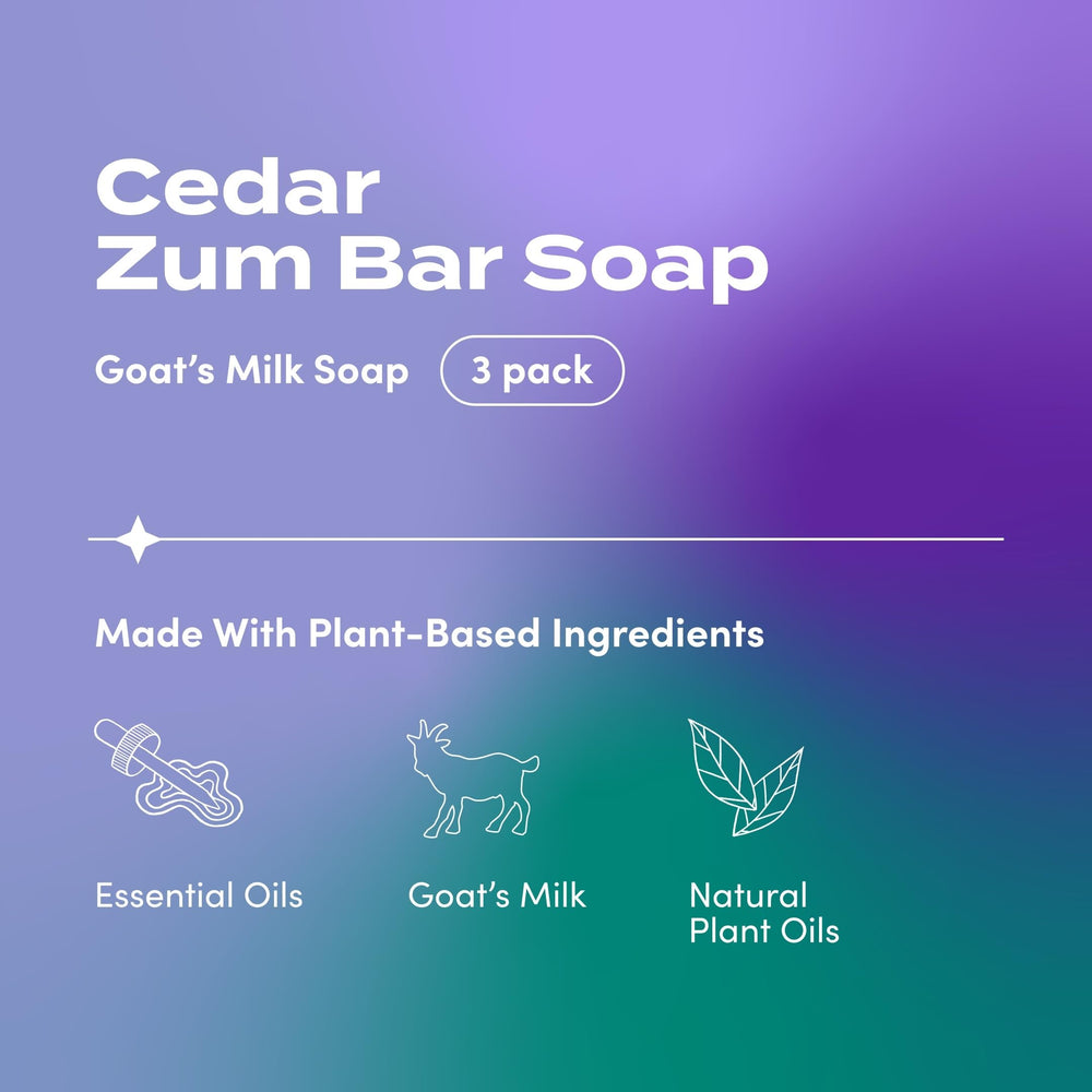 Zum Indigo Wild Goat Milk Soap Cedar packaging highlights simple, eco-friendly design.