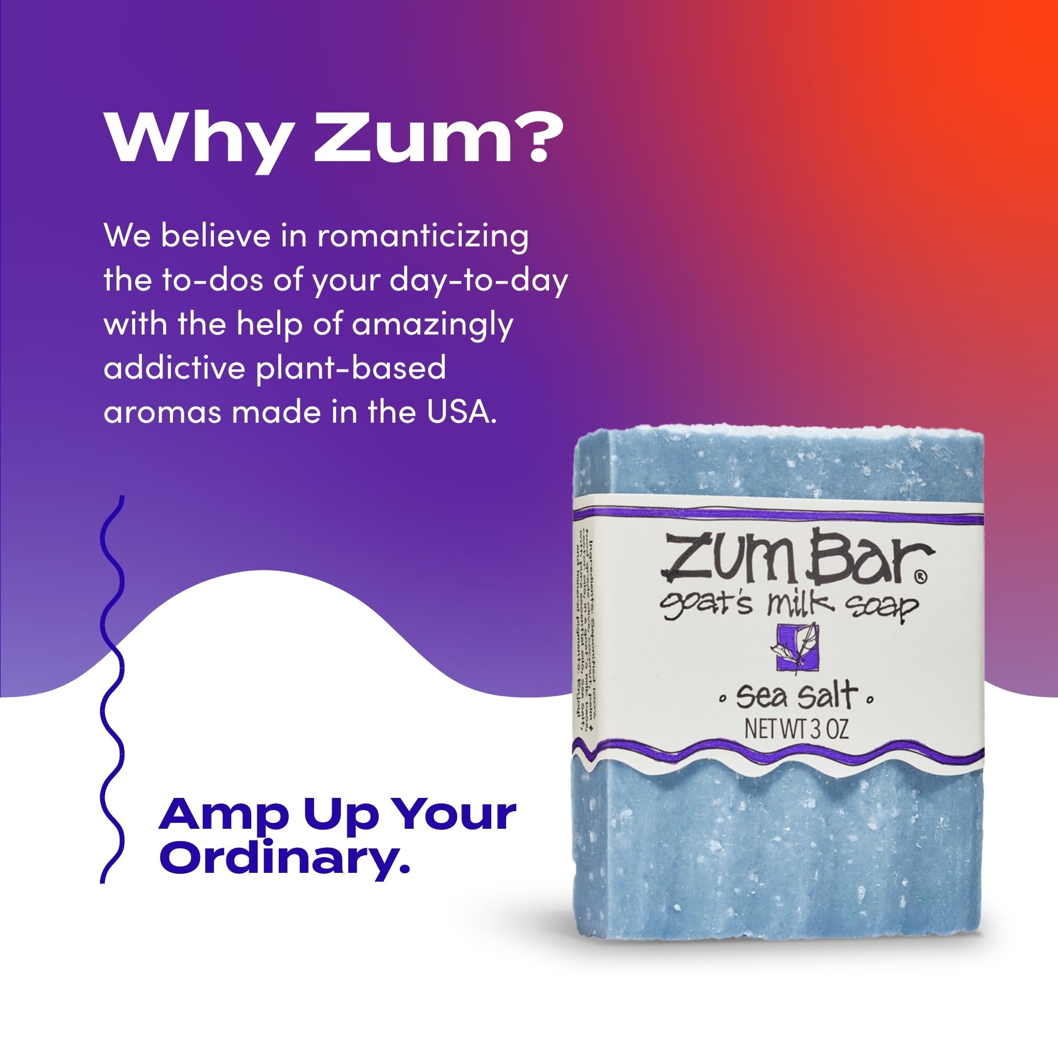 Zum Indigo Wild sea salt soap bar in bathroom scene suggesting daily ritual for refreshed skin.