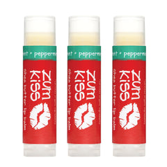 Zum Kiss Stick packaging-front shows peppermint lip balm trio for on-the-go hydration