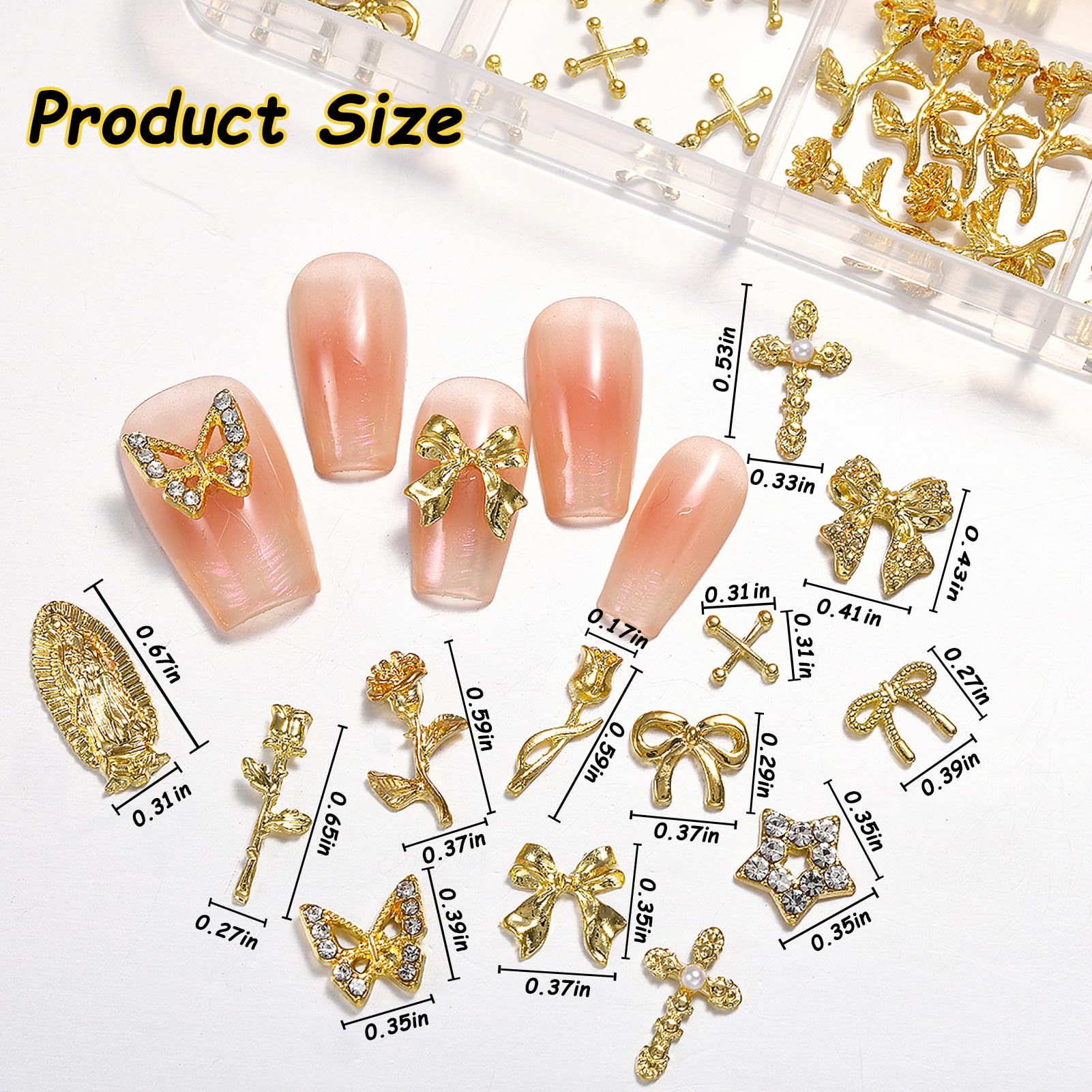 ZUMILLMN 96pcs 3D nail charms butterfly charm creates graceful movement on nails with Y2K glitter vibe.