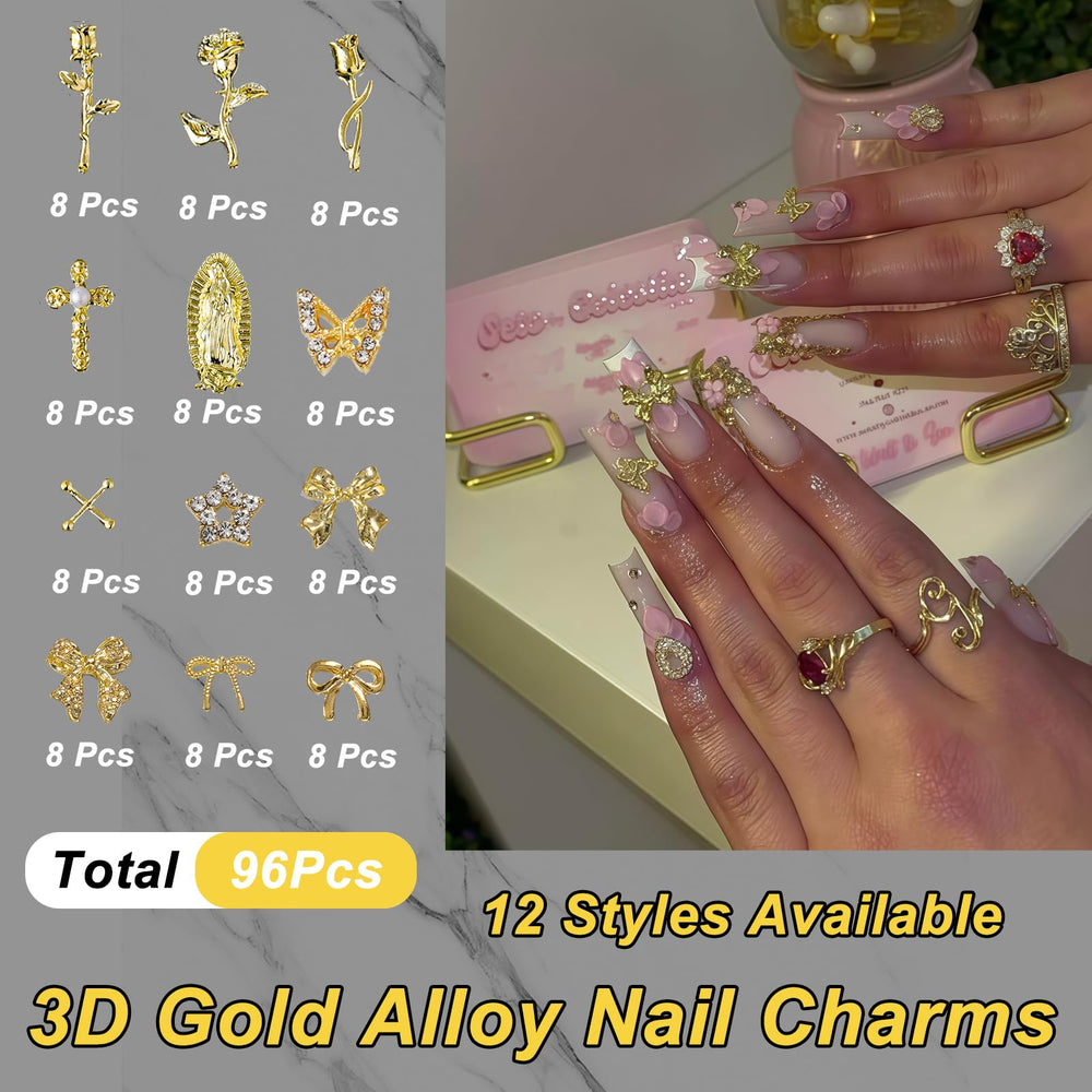 ZUMILLMN 96pcs 3D nail charms cross charm offers bold, symbolic detail for meaningful nail designs.