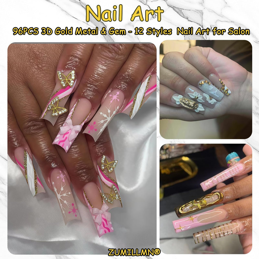 ZUMILLMN 96pcs 3D nail charms rose charm enhances floral nail art with a delicate shimmering accent.