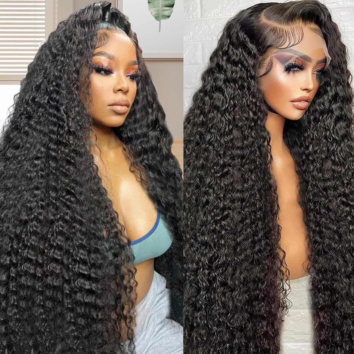 Zumuer 28-inch deep wave lace front wig front view showing natural parting.