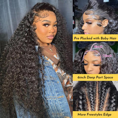 Zumuer deep wave wig side part highlighting versatile styling.