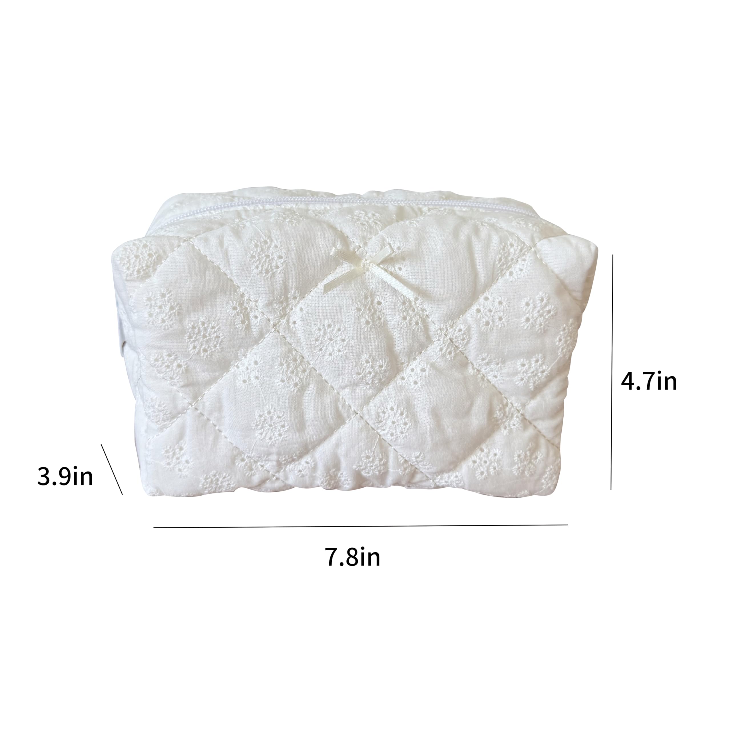 ZUNUONUO cotton quilted makeup bag open shows space for cosmetics and skincare essentials.
