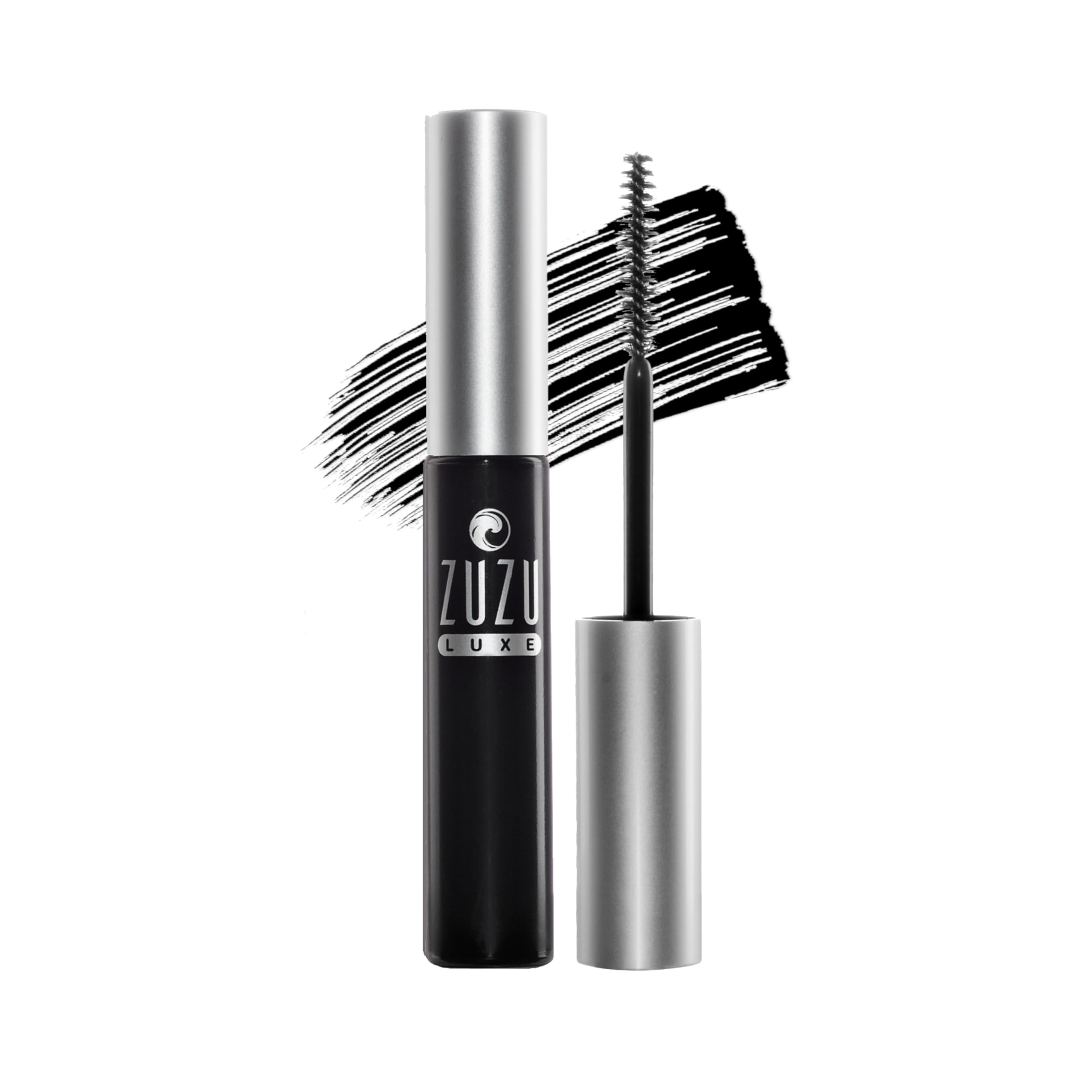 Zuzu Luxe Luxe Mascara Onyx brush close-up showing clump-free volume
