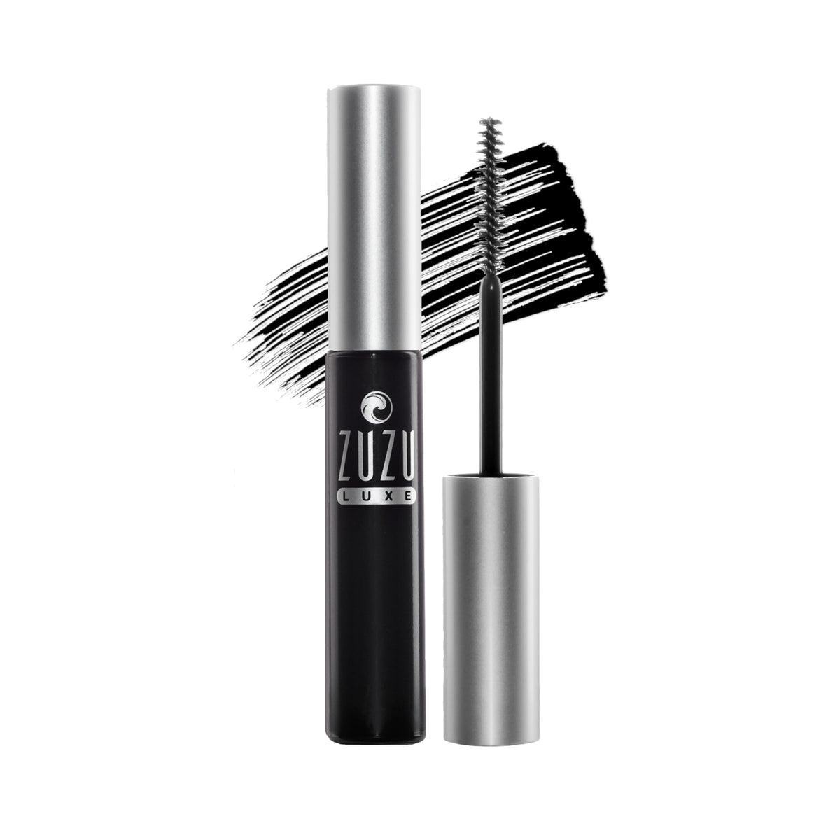 Zuzu Luxe Luxe Mascara Onyx brush close-up showing clump-free volume