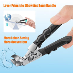 ZVGKE thick-nails clippers extended-handle in-use view for easy leverage.