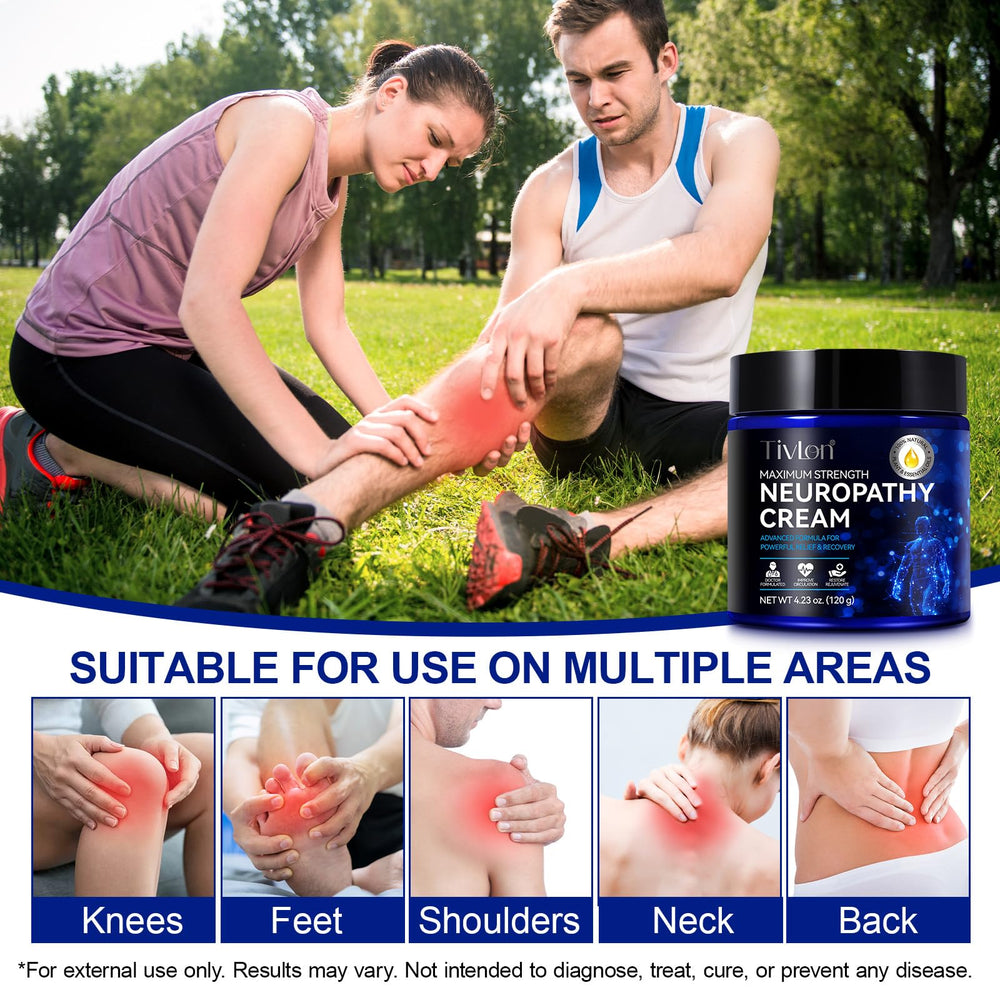 ZVHCFYQR neuropathy relief cream tube emphasizes fast absorption for hands and feet.