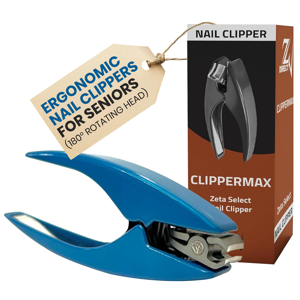 ZW Direct ergonomic nail clippers with rotating head for easy trimming from any angle.