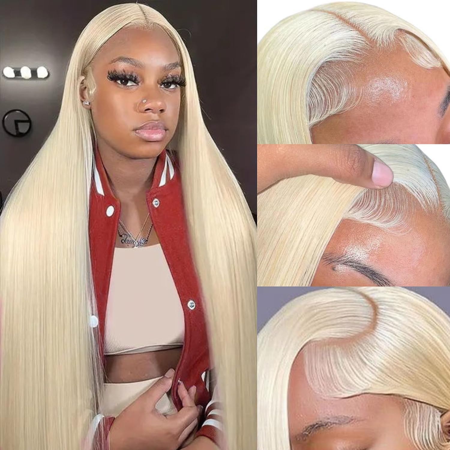 ZyBeidi 30-inch 613 lace front wig in honey blonde offers dramatic length and versatile styling.