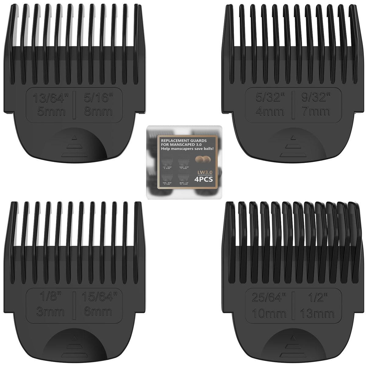 Zylentix Guards for Manscaped 3.0 flatlay showing a complete grooming kit for versatile trimming