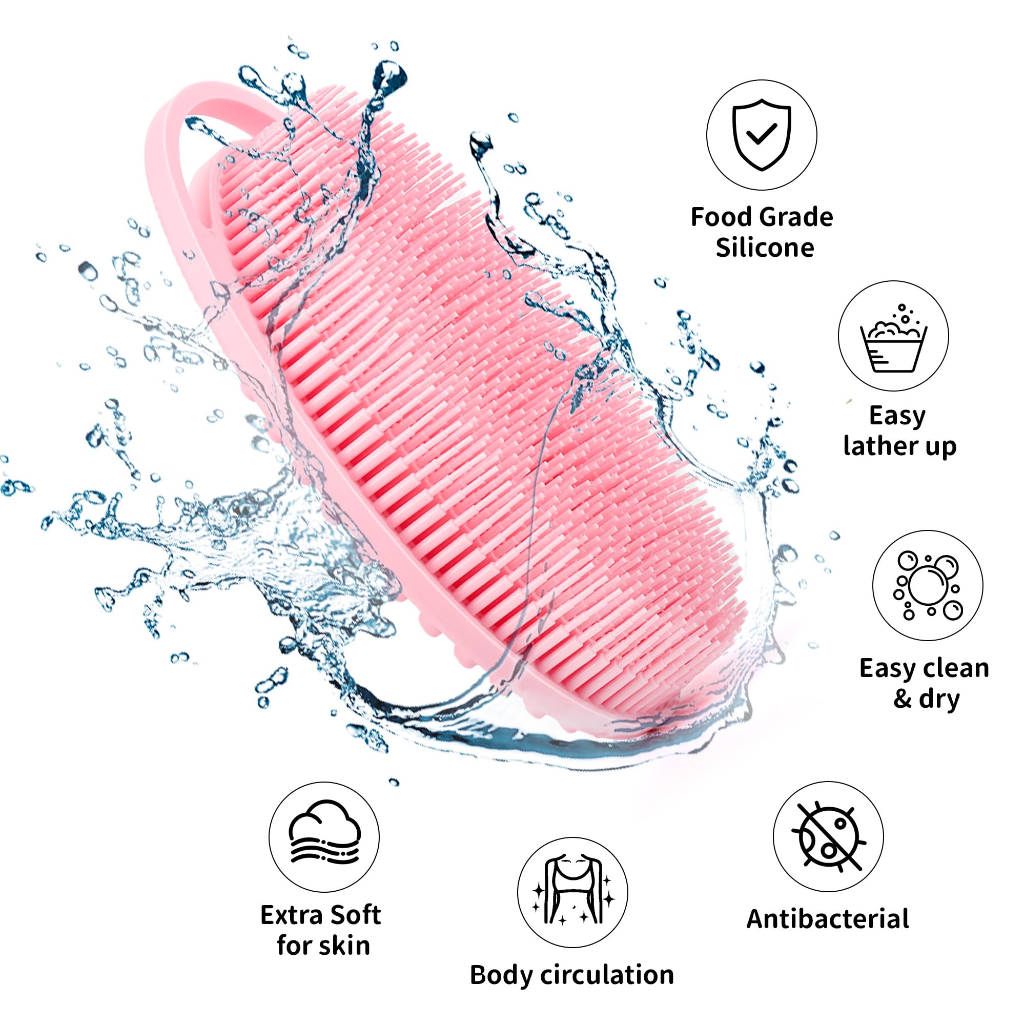 ZYLOP 2-in-1 silicone body scrubber close-up showing deep massage texture for circulation