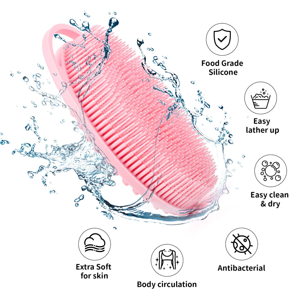 ZYLOP 2-in-1 silicone body scrubber close-up showing deep massage texture for circulation