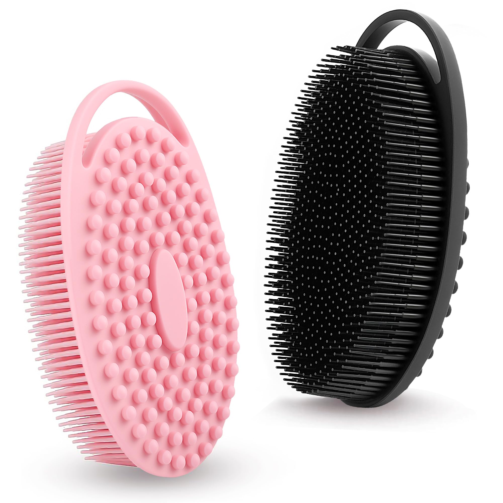 ZYLOP silicone body scrubber in black with long bristles for rich lather and gentle exfoliation