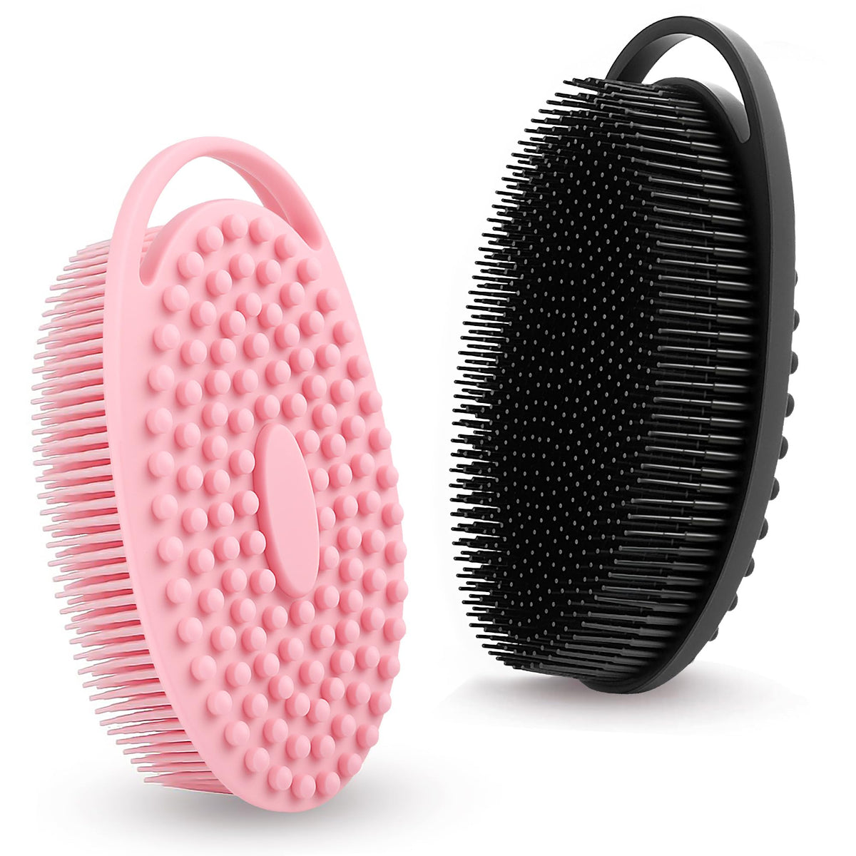 ZYLOP silicone body scrubber in black with long bristles for rich lather and gentle exfoliation