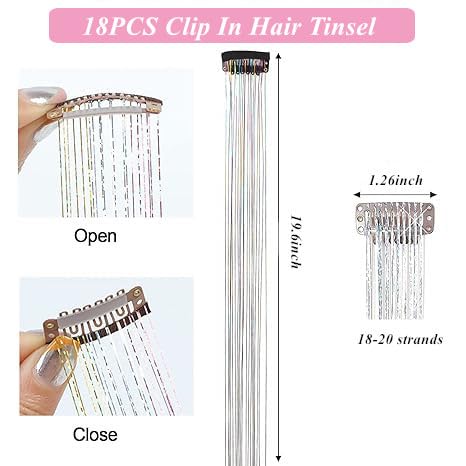 ZYXQZYX Hair Tinsel Kit ponytail wrap demonstration adds dazzling texture.