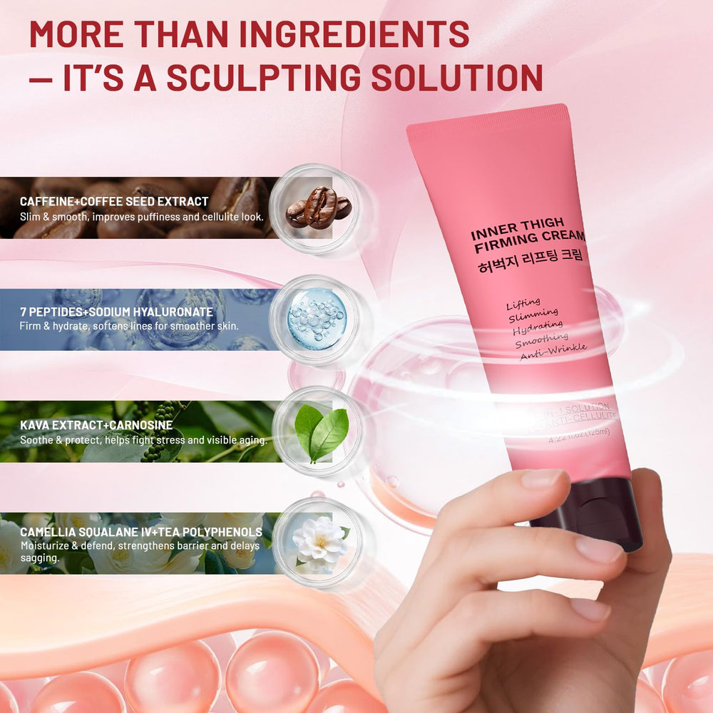 Applying ZZILME Inner Thigh Firming Cream to leg for targeted contour