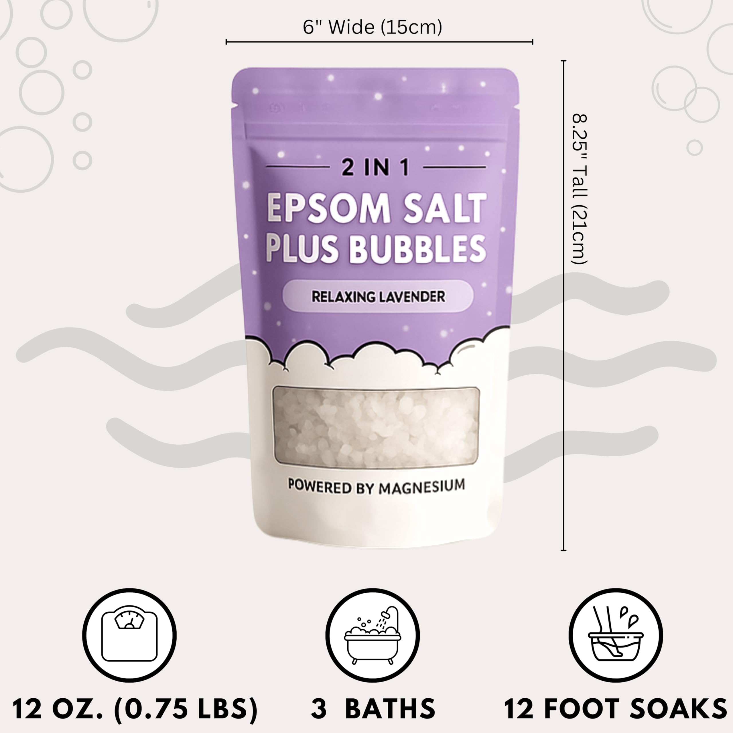 ZZZELLNESS Epsom Salt Plus Bubbles bedtime ritual with lavender scent helps unwind.