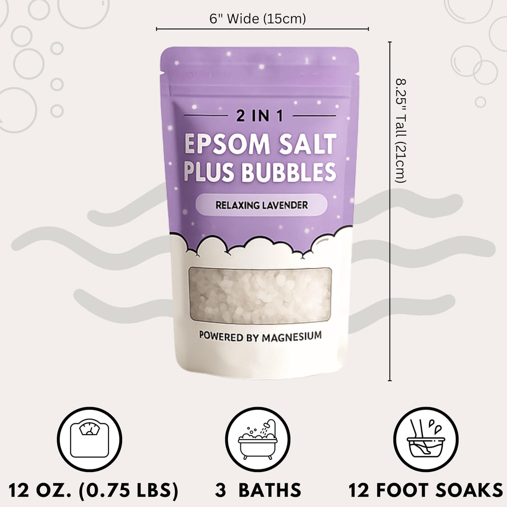 ZZZELLNESS Epsom Salt Plus Bubbles bedtime ritual with lavender scent helps unwind.